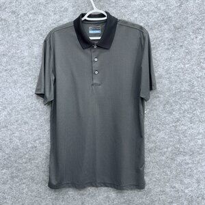 PGA Tour Men's Golf Polo Shirt, Short Sleeve, Gray Black, Size M